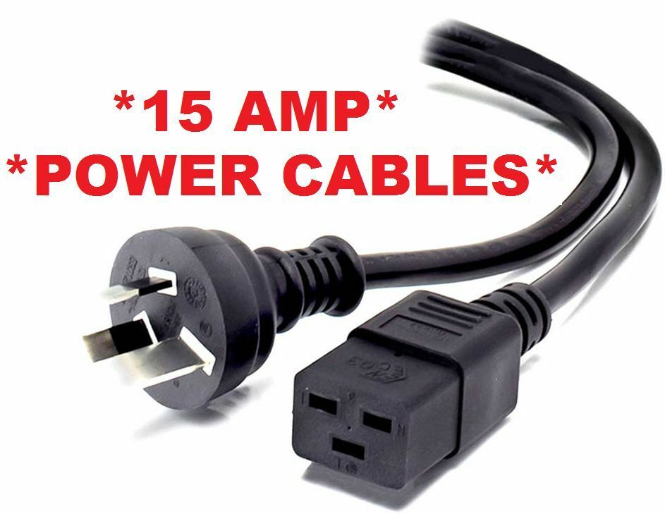 2m 3 PIN AUS 15AMP C19 Mains Power Cable Cord 15A 15 AMP HP DELL Eaton ...